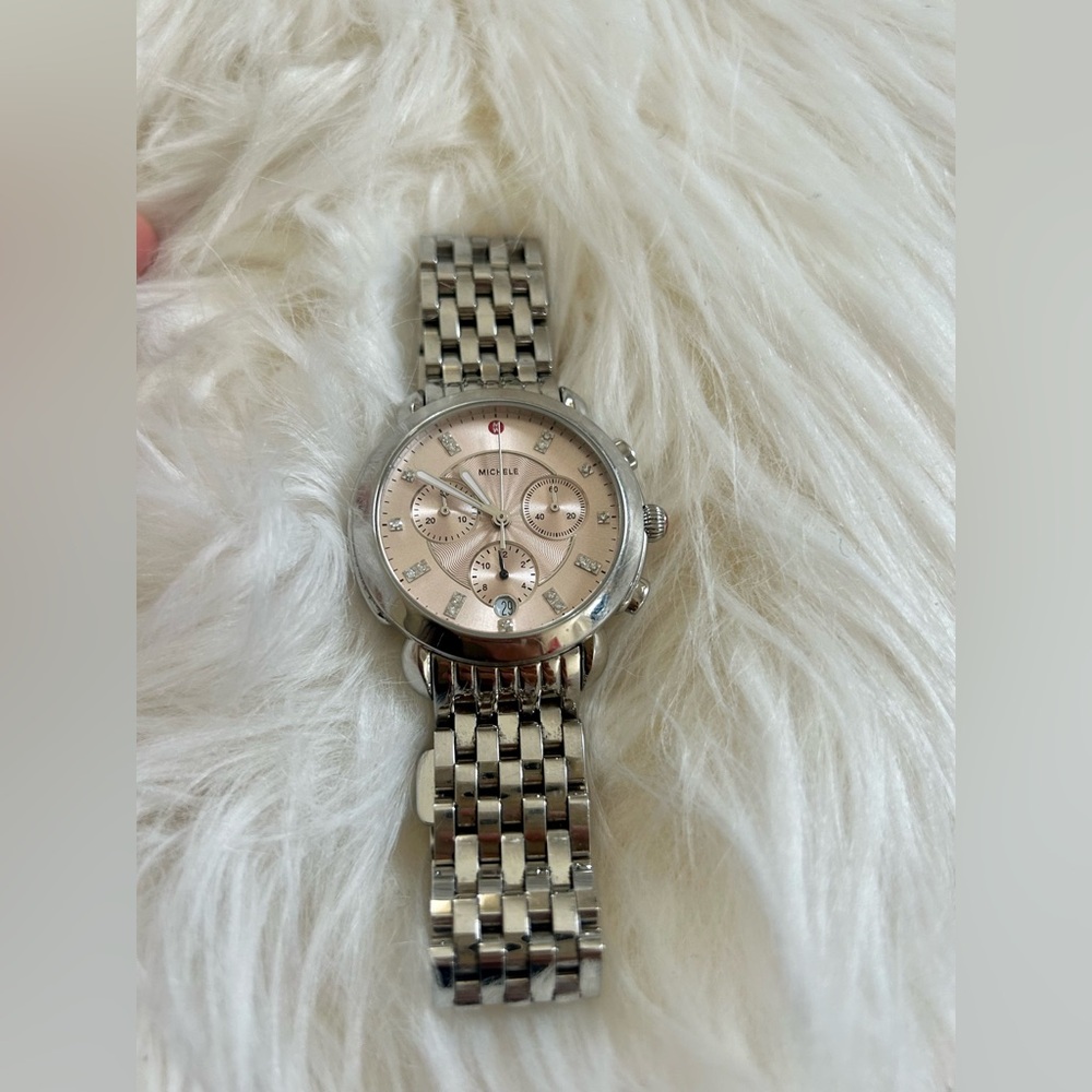 *TODAY ONLY* Michele Sidney Diamond Watch- Pink Dial - Picture 6 of 11